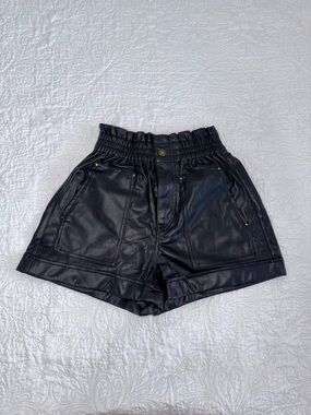 Zara black leather shorts